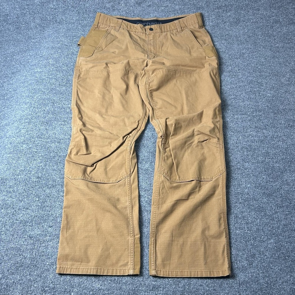 Carhartt Pants Mens 38x32 Brown Canvas Carpenter Workwear Utility Double Knee